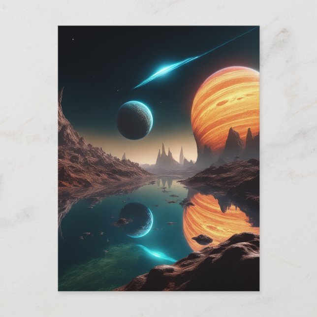 Cartão Postal A paisagem do exoplaneta de água aquática alieníge (Frente)