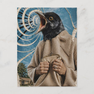 Cartão Postal A Pessoa Surrealista do Pássaro Preto Gritando