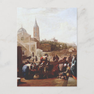 Cartão Postal A Piazza del Popolo em Roma por Johannes Lingelba