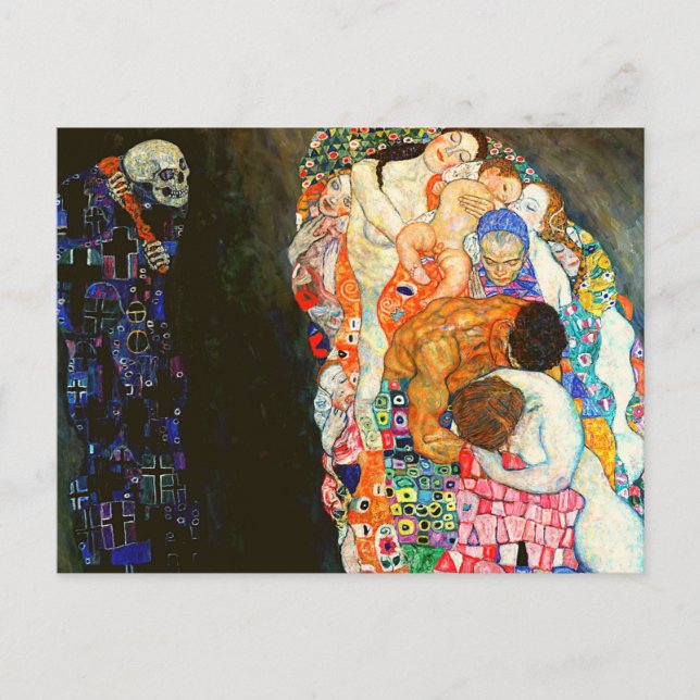 Cartão Postal A pintura da Morte e da Vida de Gustav Klimt. (Frente)