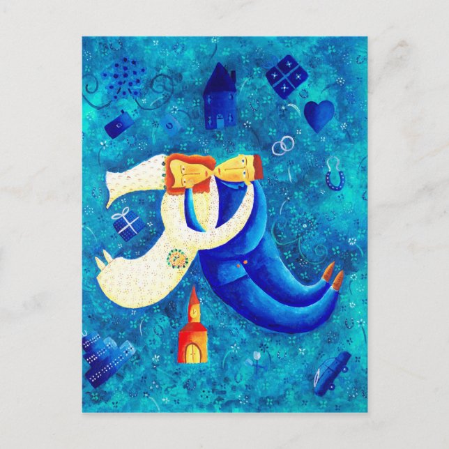 Cartão Postal A Pintura De Arte Contemporânea De Casamento (Frente)