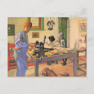 Cartão Postal A pintura de Carl Larsson, A Minha Oficina Ácida,