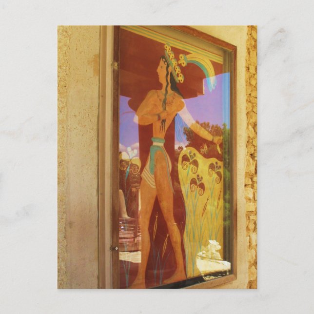 Cartão Postal A pintura em fresco do Palácio Minoico de Knossos (Frente)