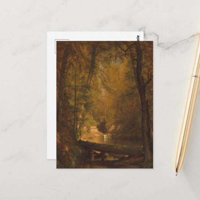 Cartão Postal A Piscina de Trout (1870) - Worthington Whittredge (Frente/Verso In Situ)