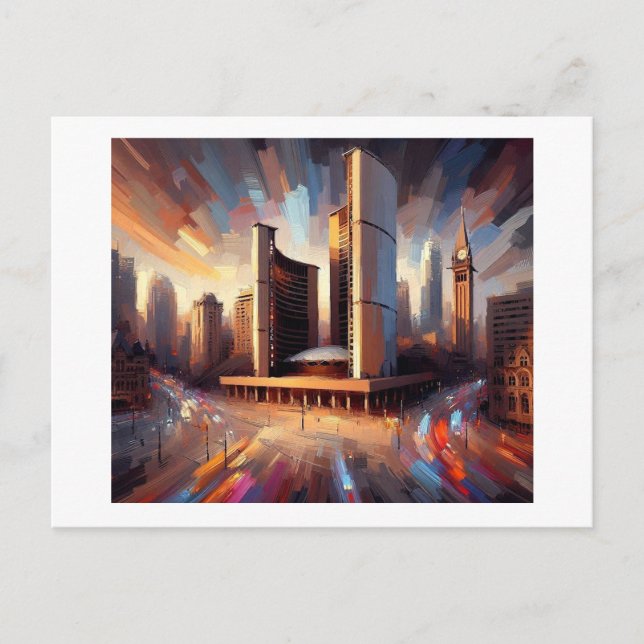 Cartão Postal A Prefeitura de Toronto à Noite, (Frente)