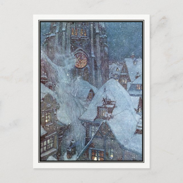 Cartão Postal A Rainha da Neve por Edmund Dulac (Frente)