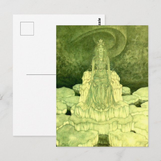 Cartão Postal A Rainha da Neve por Edmund Dulac ilustrações (Frente/Verso)