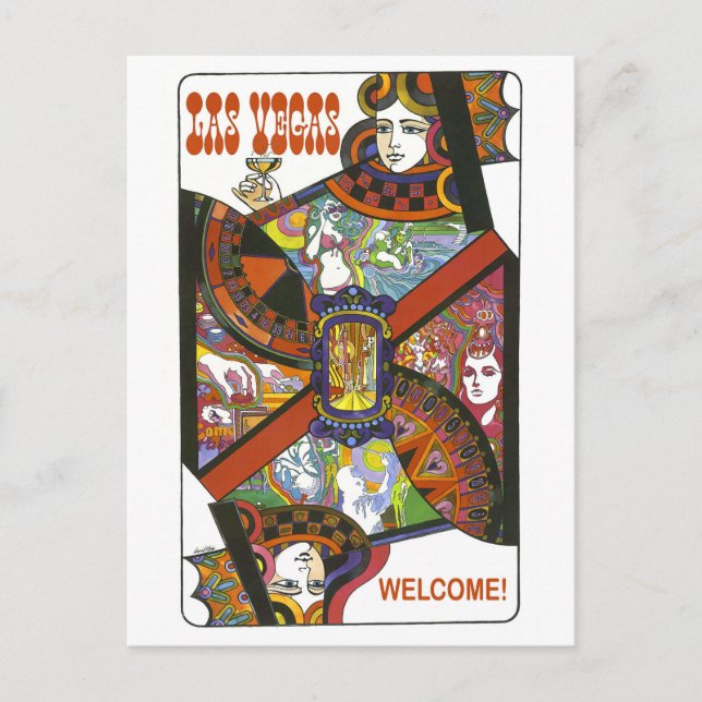 Cartão Postal A rainha de Las Vegas jogando cartas, viagens vint (Frente)