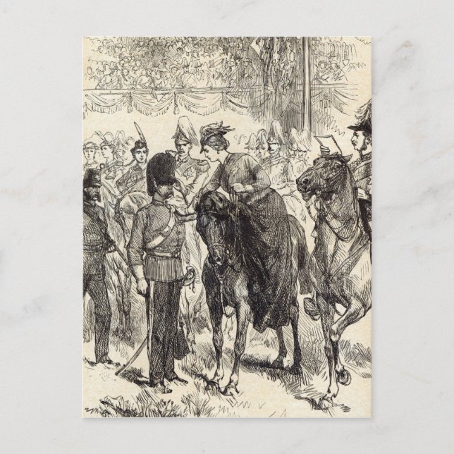 Cartão Postal A Rainha distribuindo a Victoria Crosses (Frente)