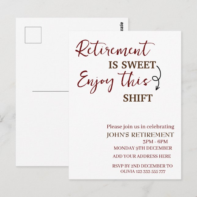 Cartão Postal A Reforma É Doce Aproveite Esta Reforma De Turnos (Frente/Verso)