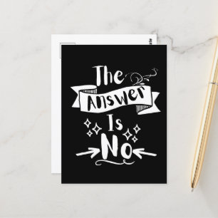 Cartão Postal A Resposta Não É Engraçada Citação Texto Branco