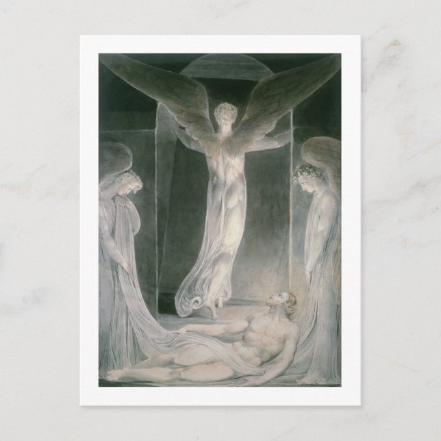 Cartão Postal A ressurreição: Os anjos tirando a pedra (Frente)
