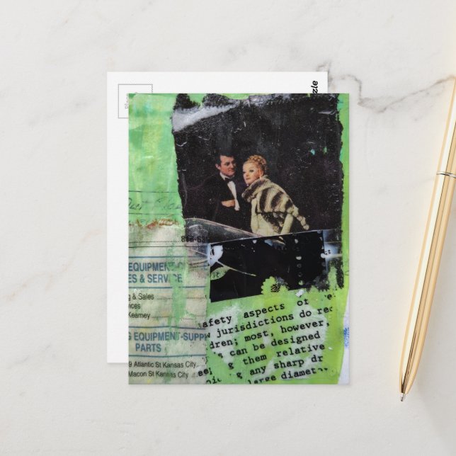 Cartão Postal A Retro Couple Collage (Frente/Verso In Situ)