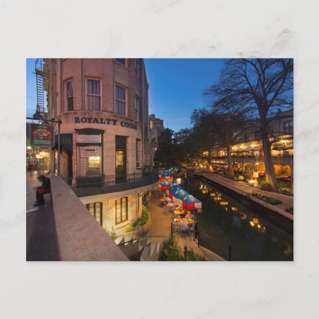 Cartão Postal A Riverwalk No Dusk No Centro San Antonio 2 (Frente)