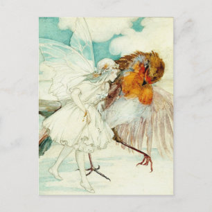 Cartão Postal A Robin e a Fada da Flor
