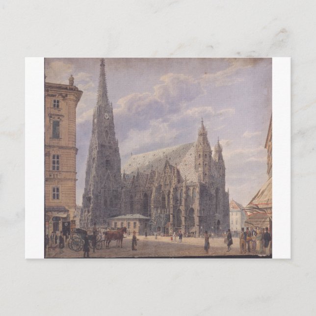 Cartão Postal A Rua. Catedral de Stephen em Viena por Rudolf vo (Frente)