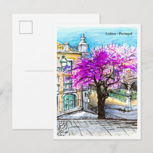 Cartão Postal A rua típica de Lisboa Portugal