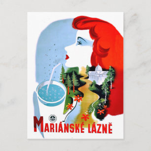 Cartão Postal A ruiva é água bebendo, Marianske Lazne