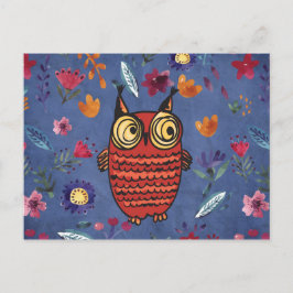 Cartão Postal A sábia coruja de pássaros no jardim das flores