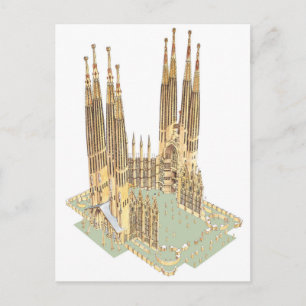 Cartão Postal A Sagrada Família Antonio Gaudi. Espanha de Barce