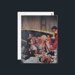 Cartão Postal A Scenic Family Dinner at the Bridge<br><div class="desc">A collage made and photographed by Angelandspot in the year 2026 with vintage images from a magazine of a family eating dinner and a bridge at night</div>