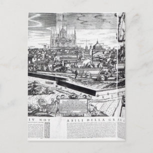 Cartão Postal A Section of a Map of Milan, 1640