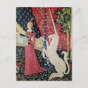 Cartão Postal A Senhora e o Unicórnio: "Ao meu único desejo"