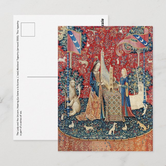 Cartão Postal A Senhora e o Unicórnio, Audição (Frente/Verso)