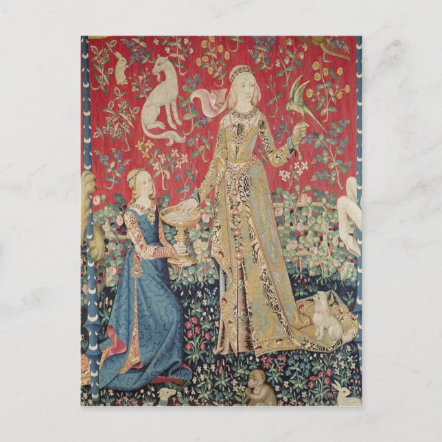 Cartão Postal A Senhora e o Unicórnio: 'Gosto' (Frente)