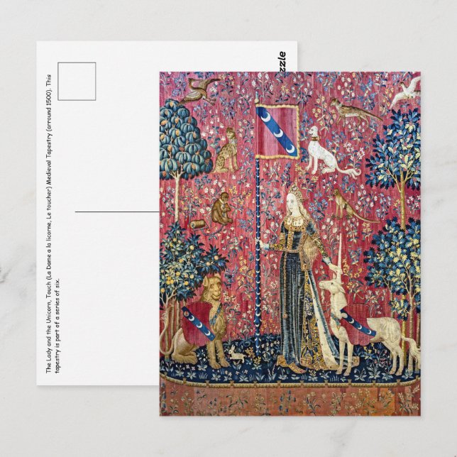 Cartão Postal A Senhora e o Unicórnio, Toque (Frente/Verso)