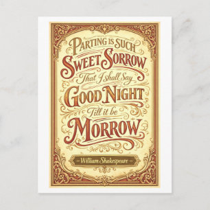 Cartão Postal "A Separação é uma Dor tão Doce" Shakespeare