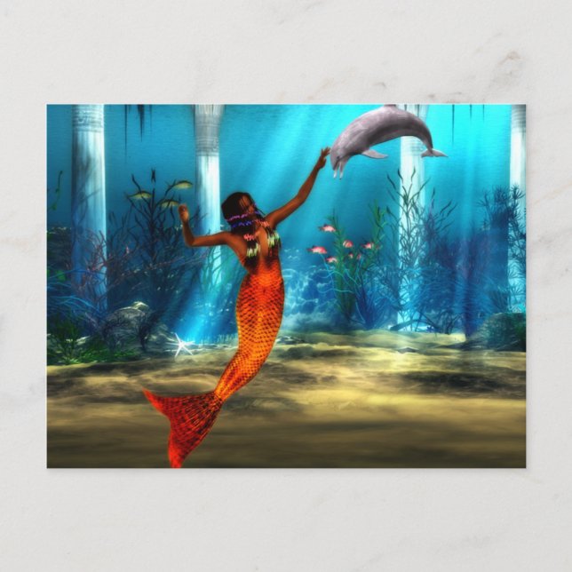 Cartão Postal A Sereia e o Golfinho (Frente)