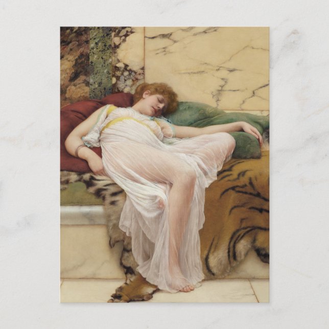 Cartão Postal A Siesta John William Godward Art (Frente)