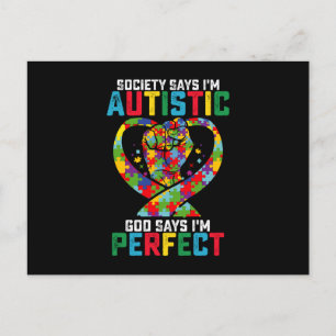 Cartão Postal A sociedade diz que eu sou autista Deus diz que so