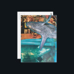 Cartão Postal A Surreal Whale of a Time<br><div class="desc">A surreal collage made and photographed by Angelandspot in the year 2026 with vintage images from a magazine from the 1980s era of a bar scene and a whale with an undersea diver</div>