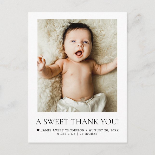 Cartão Postal A Sweet Thank You Newborn Baby Photo BIRTH (Frente)