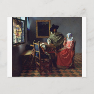 Cartão Postal A Taça de Vinho por Johannes Vermeer