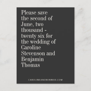 Cartão Postal A Tipografia Elegante Black Modern Salva A Data