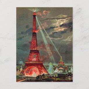 Cartão Postal A torre Eiffel no cartão-postal vermelho