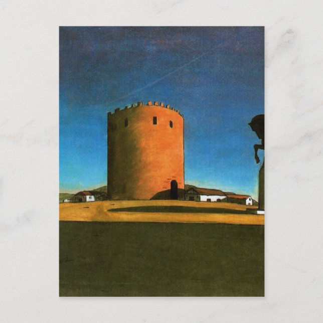 Cartão Postal A torre vermelha de Giorgio de Chirico 1913 (Frente)