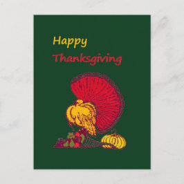 Cartão Postal A Turquia e as veggens felizes Ação de Graças verd