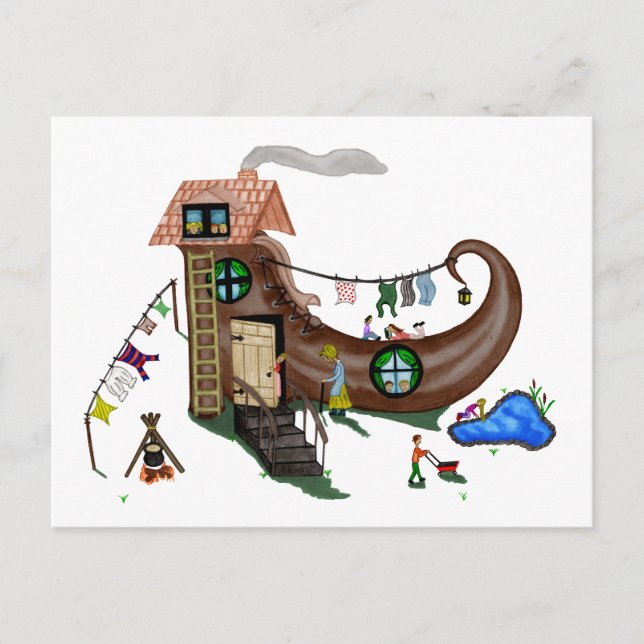 Cartão Postal A Velha Mulher No Calçado (Frente)