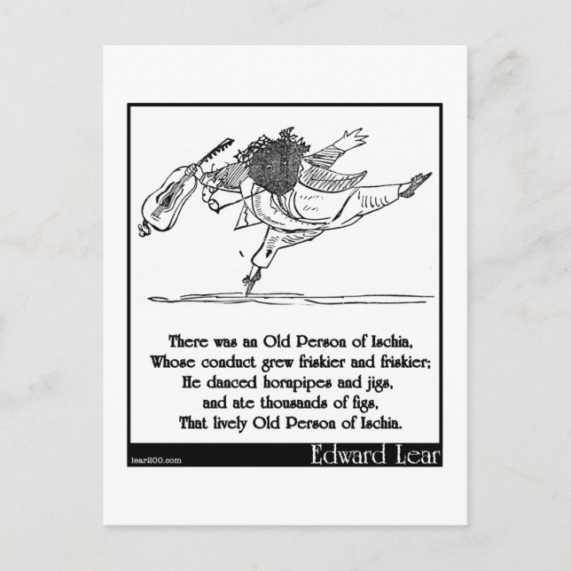 Cartão Postal A Velha Pessoa de Edward Lear de Ischia Limerick (Frente)