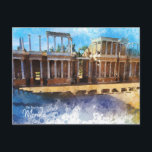 Cartão Postal A verdadeira Espanha Merida<br><div class="desc">Belo Anfiteatro de Mérida,  Espanha. Foto real transformada na arte. Veja a coleção de Espanhas Real do cheio.</div>