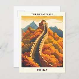 Cartão Postal A Viagens vintage de Arte Elegante da China no Mur