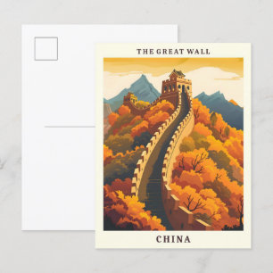 Cartão Postal A Viagens vintage de Arte Elegante da China no Mur