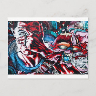 Cartão Postal A vida e a morte. Grafite na parede texturizada.