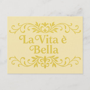 Cartão Postal A Vida é Bela – Elegante Citação da Vida Italiana