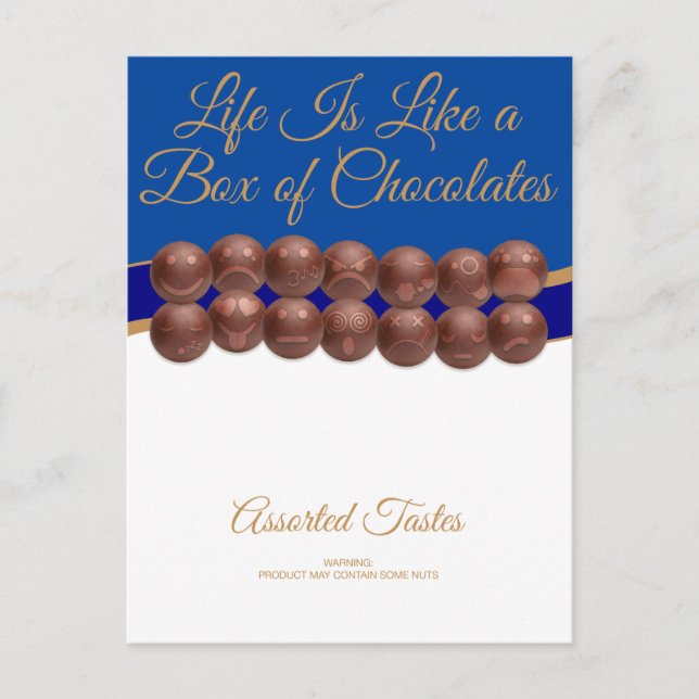 Cartão Postal A Vida é Como uma Caixa de Chocolates (Frente)