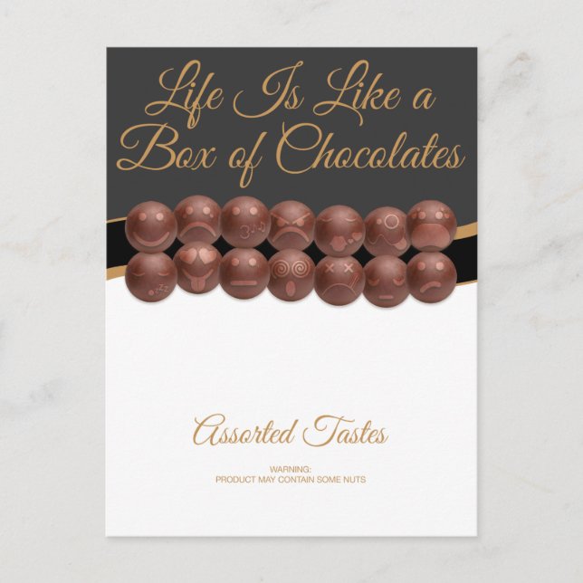 Cartão Postal A Vida é Como uma Caixa de Chocolates (Frente)